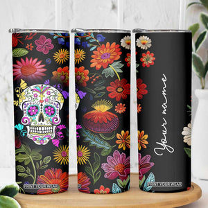 Personalized Gift Skinny Tumbler Custom Name Sugar Skull Mexican Art Birthday Christmas Gifts for Her TB10 Print Your Wear