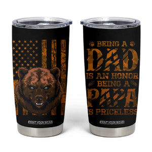 Gifts For Dad Tumbler Cup Papabear Christmas Birthday Father's Day Gift American Flag TB10 Black Print Your Wear