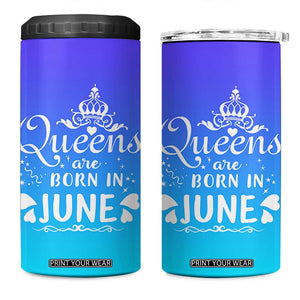 June Birthday Gifts For Women 4 in 1 Can Cooler Tumbler Queens Are Born In June TB10 One Size: 16 oz Blue Print Your Wear