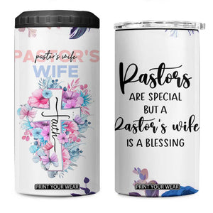 Gifts For Pastor Wife 4 in 1 Can Cooler Tumbler Pastors Wives Flower Cross Christian Gifts For Women TB10 One Size: 16 oz White Print Your Wear