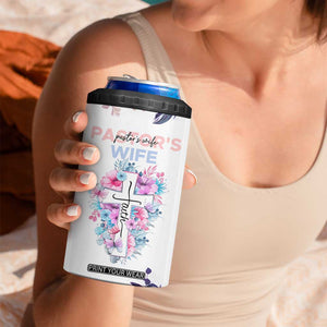 Gifts For Pastor Wife 4 in 1 Can Cooler Tumbler Pastors Wives Flower Cross Christian Gifts For Women TB10 Print Your Wear