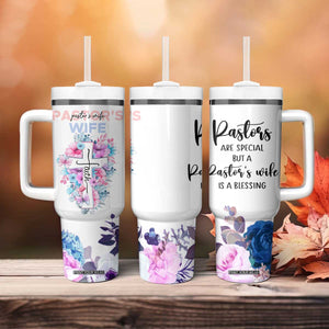 Gifts For Pastor Wife Tumbler With Handle Pastors Wives Flower Cross Christian Gifts For Women TB10 Print Your Wear