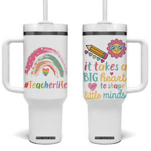 Teacher Life Tumbler With Handle It Takes A Big Heart To Shape Little Minds Teacher Gifts TB10 One Size: 40 oz White Print Your Wear
