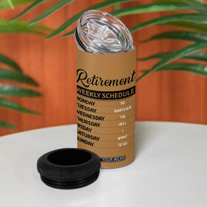 Retirement Gifts For Men 4 in 1 Can Cooler Tumbler Retirement Weekly Schedule Coworker Leaving Goodbye Gift TB10 Print Your Wear
