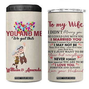Personalized Anniversary Gift for Wife 4 in 1 Can Cooler Tumbler Custome Name To My Wife Love Quote From Husband TB10 One Size: 16 oz Beige Print Your Wear