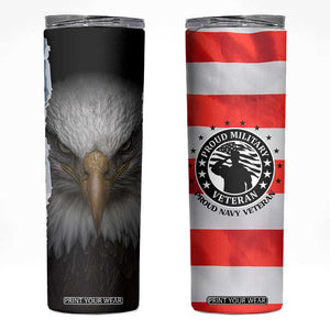 Proud Navy Veteran Skinny Tumbler American Flag Eagle Military Gifts TB10 Flag Print Your Wear