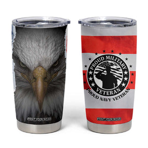 Proud Navy Veteran Tumbler Cup American Flag Eagle Military Gifts TB10 Flag Print Your Wear