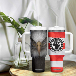 Proud Navy Veteran Tumbler With Handle American Flag Eagle Military Gifts TB10 Print Your Wear