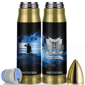 Proud Navy Veteran Bullet Tumbler Vintage American Flag TB10 Navy Print Your Wear