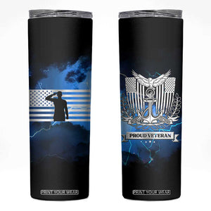 Proud Navy Veteran Skinny Tumbler Vintage American Flag TB10 Navy Print Your Wear