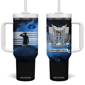 Proud Navy Veteran Tumbler With Handle Vintage American Flag TB10 One Size: 40 oz Navy Print Your Wear