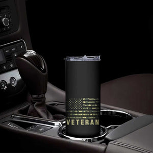Veteran Skinny Tumbler Distressed Camouflage US Flag Veteran Army Military TB10 Print Your Wear