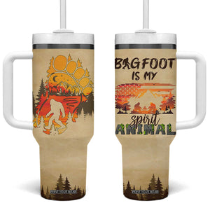 Bigfoot Tumbler With Handle Sasquatch Lover Campfire Outdoor Camping Nature Gift TB10 One Size: 40 oz Beige Print Your Wear
