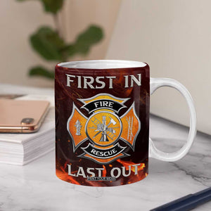 Firefighter Gifts For Men Coffee Mug First In Last Out American Flag TB10 Print Your Wear