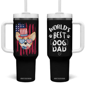 Dog Dad Gifts Tumbler With Handle Funny Cute Pup Doggo American Flag TB10 One Size: 40 oz Grey Print Your Wear