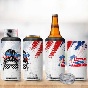 Little Miss America 4 in 1 Can Cooler Tumbler Baby Girl 4th of July Checkered TB10 Print Your Wear