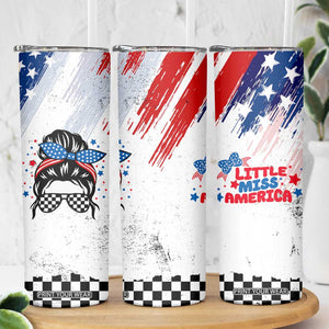 Little Miss America Skinny Tumbler Baby Girl 4th of July Checkered TB10 Print Your Wear
