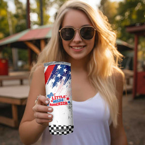 Little Miss America Skinny Tumbler Baby Girl 4th of July Checkered TB10 Print Your Wear