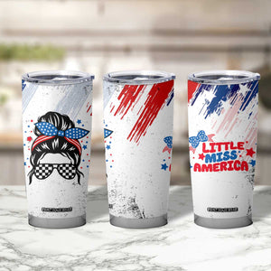 Little Miss America Tumbler Cup Baby Girl 4th of July Checkered TB10 Print Your Wear