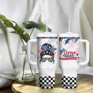 Little Miss America Tumbler With Handle Baby Girl 4th of July Checkered TB10 Print Your Wear