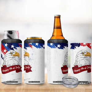 Happy 4th Of July 4 in 1 Can Cooler Tumbler USA American Flag Bald Eagle Patriotic Red White Blue TB10 Print Your Wear