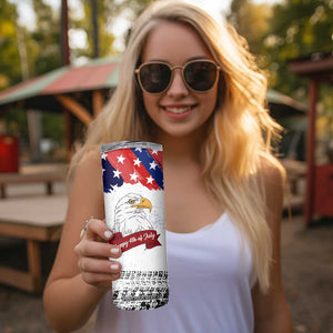 Happy 4th Of July Skinny Tumbler USA American Flag Bald Eagle Patriotic Red White Blue TB10 Print Your Wear