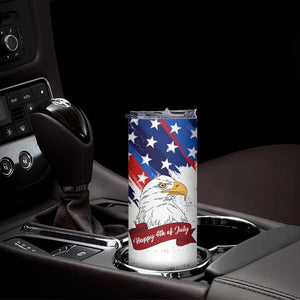 Happy 4th Of July Skinny Tumbler USA American Flag Bald Eagle Patriotic Red White Blue TB10 Print Your Wear