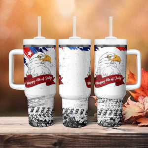 Happy 4th Of July Tumbler With Handle USA American Flag Bald Eagle Patriotic Red White Blue TB10 Print Your Wear