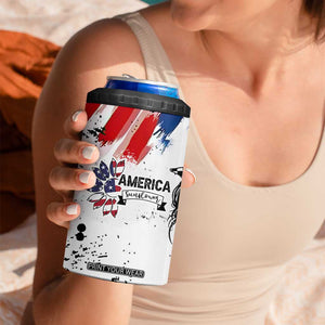 Happy 4th Of July 4 in 1 Can Cooler Tumbler America Sunflower Flag American Patriotic Flower TB10 Print Your Wear
