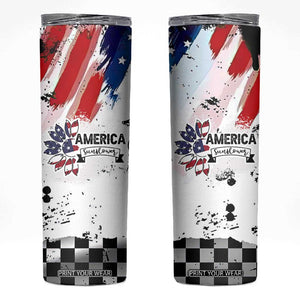 Happy 4th Of July Skinny Tumbler America Sunflower Flag American Patriotic Flower TB10 White Print Your Wear
