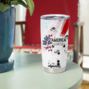 Happy 4th Of July Tumbler Cup America Sunflower Flag American Patriotic Flower TB10 Print Your Wear
