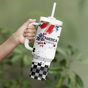 Happy 4th Of July Tumbler With Handle America Sunflower Flag American Patriotic Flower TB10 Print Your Wear