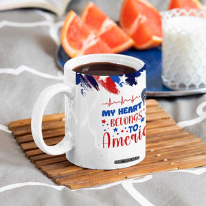 My Heart Belongs To America Patriotic Coffee Mug 4th Of July Independence Day American Flag TB10 Print Your Wear