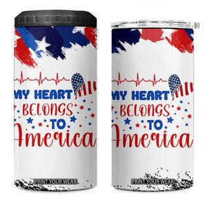 My Heart Belongs To America Patriotic 4 in 1 Can Cooler Tumbler 4th Of July Independence Day American Flag TB10 One Size: 16 oz White Print Your Wear