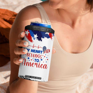 My Heart Belongs To America Patriotic 4 in 1 Can Cooler Tumbler 4th Of July Independence Day American Flag TB10 Print Your Wear