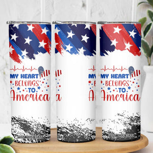 My Heart Belongs To America Patriotic Skinny Tumbler 4th Of July Independence Day American Flag TB10 Print Your Wear