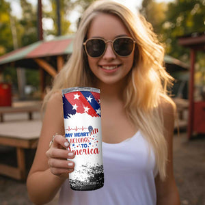 My Heart Belongs To America Patriotic Skinny Tumbler 4th Of July Independence Day American Flag TB10 Print Your Wear