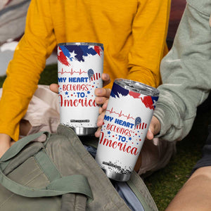 My Heart Belongs To America Patriotic Tumbler Cup 4th Of July Independence Day American Flag TB10 Print Your Wear