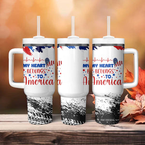 My Heart Belongs To America Patriotic Tumbler With Handle 4th Of July Independence Day American Flag TB10 Print Your Wear