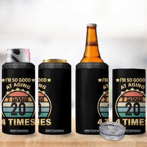 80th Birthday 4 in 1 Can Cooler Tumbler Turning 20 4 Times Retro 1946 80 Year Old Birthday TB10 Print Your Wear
