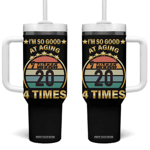 80th Birthday Tumbler With Handle Turning 20 4 Times Retro 1946 80 Year Old Birthday TB10 One Size: 40 oz Black Print Your Wear