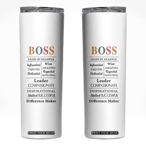 Thank You Gifts For Boss Skinny Tumbler Leader Manager Office Coworker Funny Christmas Birthday Gift TB10 White Print Your Wear