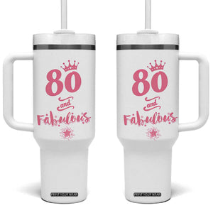 80 And Fabulous Tumbler With Handle 80th Birthday Gifts For Women Grandma Aunt 1946 Present TB10 One Size: 40 oz White Print Your Wear