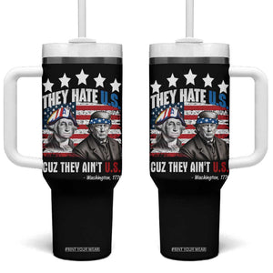 Trump Washington Tumbler With Handle They Hate U.S Cuz They Ain't US American Flag TB10 One Size: 40 oz Black Print Your Wear