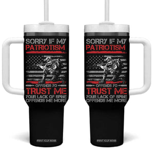 Patriot Gifts Tumbler With Handle Sorry If My Patriotism Offends You Patriotic US Flag Veteran Military TB10 One Size: 40 oz Black Print Your Wear