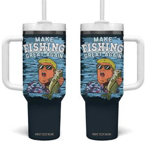 Trump 2024 Fisherman Angler Gift Tumbler With Handle Make Fishing Great Again Ryder Cup TB10 One Size: 40 oz Green Print Your Wear