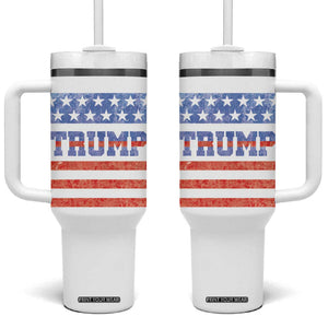 Trump Tumbler With Handle 45 47 2024 American Election Republican Conservative US Flag TB10 One Size: 40 oz White Print Your Wear