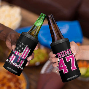 Trump 2024 Election 4 in 1 Can Cooler Tumbler Trump Pink 45-47 American Flag TB10 Print Your Wear