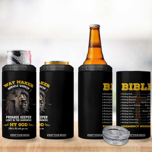 Christian Gifts for Men 4 in 1 Can Cooler Tumbler Vintage Waymaker Miracle Worker Lion Faith Believer TB10 Print Your Wear