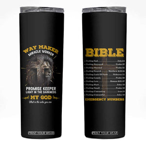 Christian Gifts for Men Skinny Tumbler Vintage Waymaker Miracle Worker Lion Faith Believer TB10 Black Print Your Wear